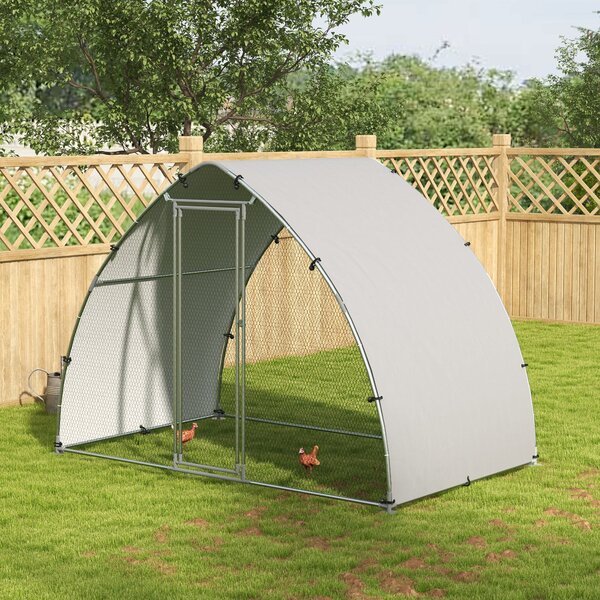 PawHut Velká Kurníková Klientela Pro Kuřata 5.75m² S UV-Ochrannou Střechou, Mřížková Oplocení 3.04D x 1.9Š x 2.2V m, Galvanizovaná Ocel, Zámek Dveře