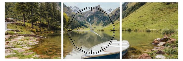 Obraz - Seealpsee, jezero Švýcarska (s hodinami) (90x30 cm)