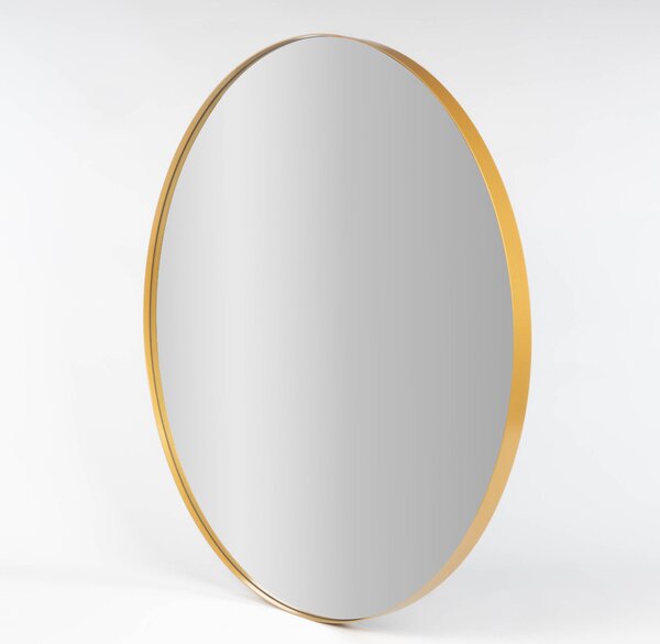 Kulaté zrcadlo NOOR, kovový rám, zlatá barva, Ø 80 cm