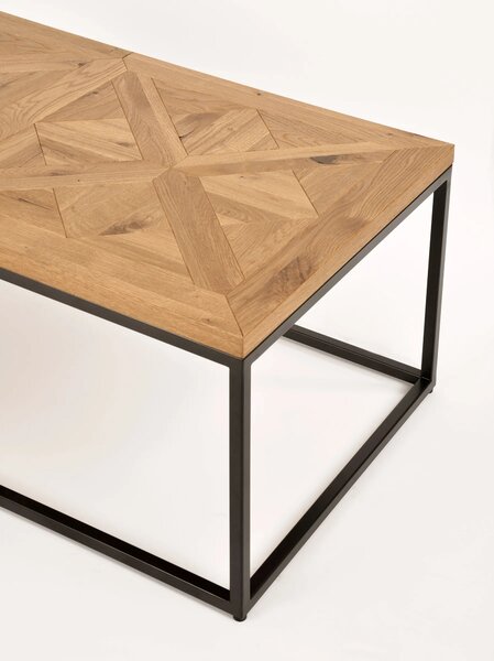 LivinHill Konferenční stolek Indus 114 cm z masivu dub přírodní/grafit