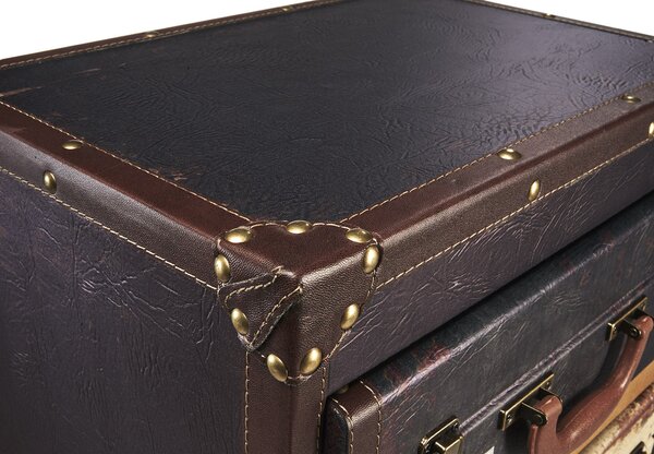 Kobolo regál na kufry Regál RETRO ve vzhledu kufru - barevný - 5 přihrádek - 43x31x94 cm - stojící regál Úložný nábytek Dekorace Regál na knihy Malý nábytek