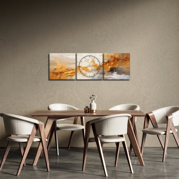 Obraz - Zlatá textura (s hodinami) (90x30 cm)