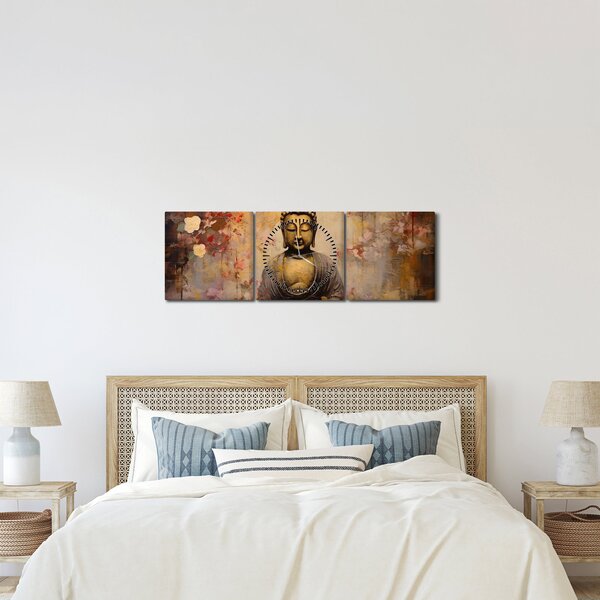 Obraz - Buddha, malba (s hodinami) (90x30 cm)