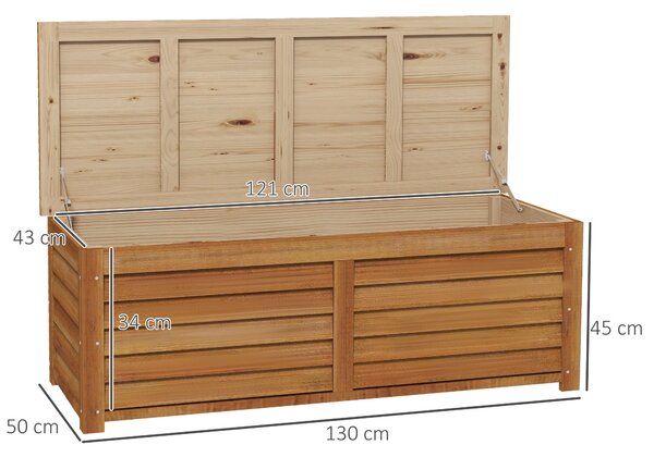 Outsunny Zahradní Úložný Box 176L z Dřeva s Úchyty, rozměry 130L x 50W x 45H cm | Aosom