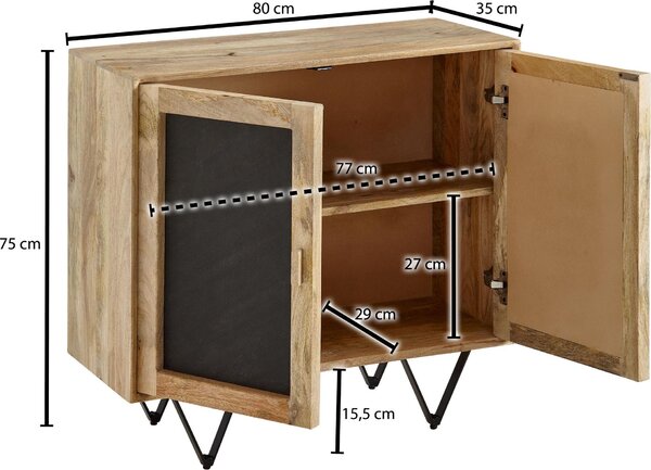 Příborník 80x75x35 cm příborník masivní mangovník / kámen vzhled hnědý | Wohnling