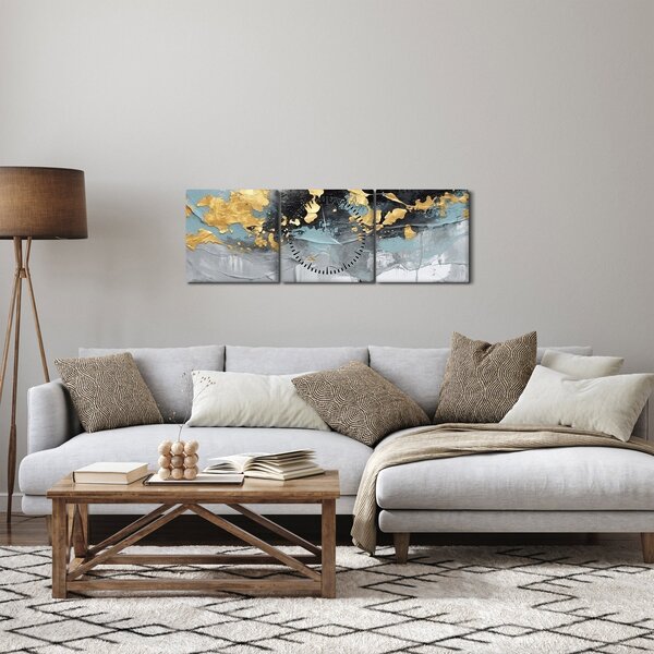 Obraz - Abstrakce (s hodinami) (90x30 cm)