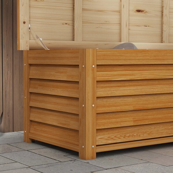 Outsunny Zahradní Úložný Box 176L z Dřeva s Úchyty, rozměry 130L x 50W x 45H cm | Aosom
