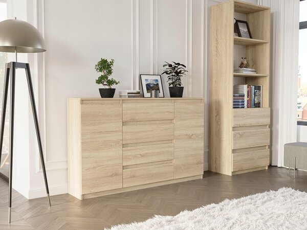 Komoda 160 cm zásuvky dveře skříňka FRAMIRE R-160-S4 sonoma