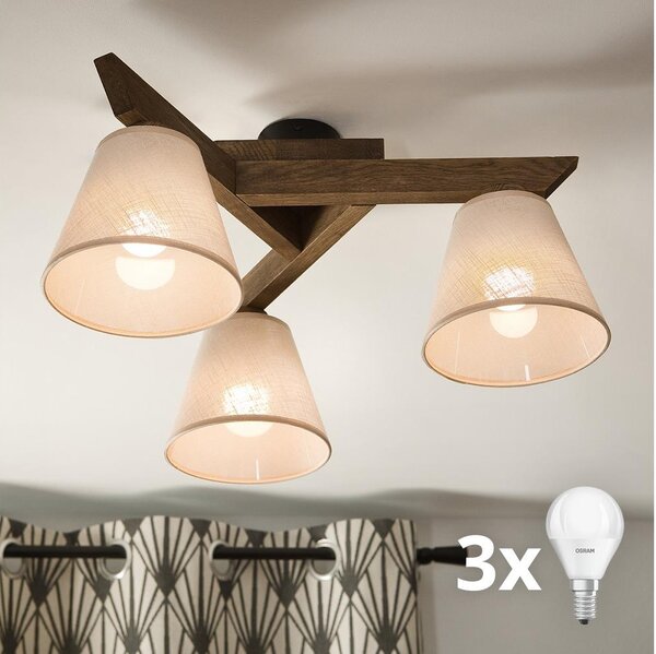 Brilagi - LED Přisazený lustr ANTHONY 3xE14/40W/230V dub ořech/béžová