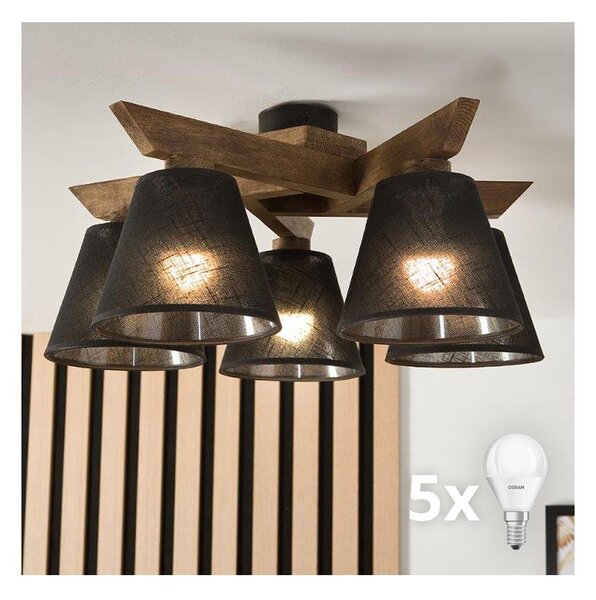 Brilagi - LED Přisazený lustr ANTHONY 5xE14/40W/230V dub ořech/černá