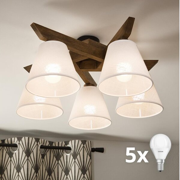 Brilagi - LED Přisazený lustr ANTHONY 5xE14/40W/230V dub ořech/bílá
