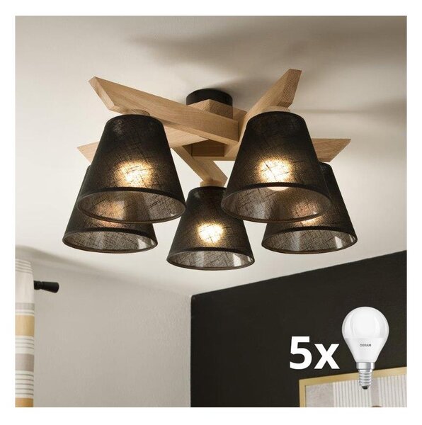 Brilagi - LED Přisazený lustr ANTHONY 5xE14/40W/230V dub/černá