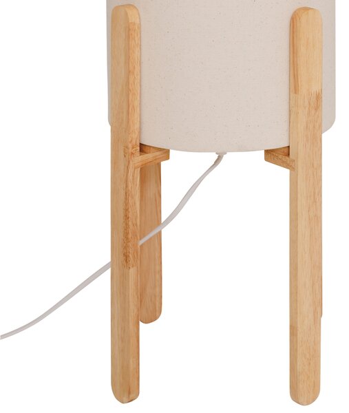 Stojací lampa textilní stínidlo RAFA dřevěné nohy, Ø 24 x 107 cm