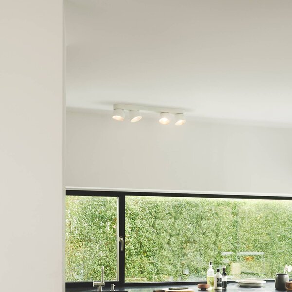 Nordlux Downlight Pitcher, GU10, čtyřžárovkový, kov, bílý, stmívatelný, Bílá / opál, Obývací pokoj / jídelna, kov, Moderní, Stropní svítidlo