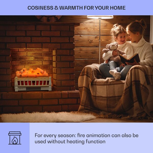 Elektrický krb Klarstein, elektrické ohřívače do obývacího pokoje a interiéru, elektrický krb s LED plameny, krb s ovládáním pomocí aplikace, ventilátorový ohřívač s časovačem, nastavitelný termostat, ohřívač 1800 W