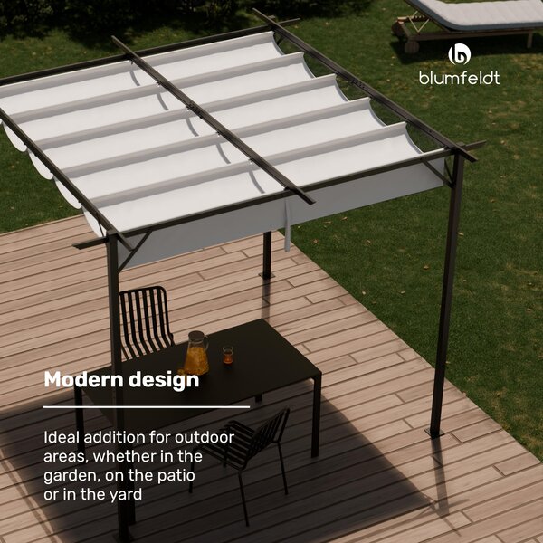 Blumfeldt Blumfeldt Pantheon Robust Pergola, 3x3 m, práškově lakovaná ocel, odolná vůči povětrnostním vlivům