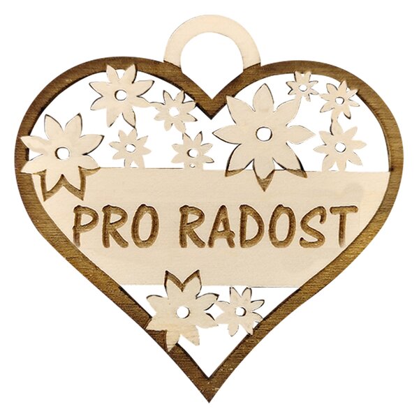 AMADEA Dřevěné srdce s textem "pro radost", 7 cm, český výrobek