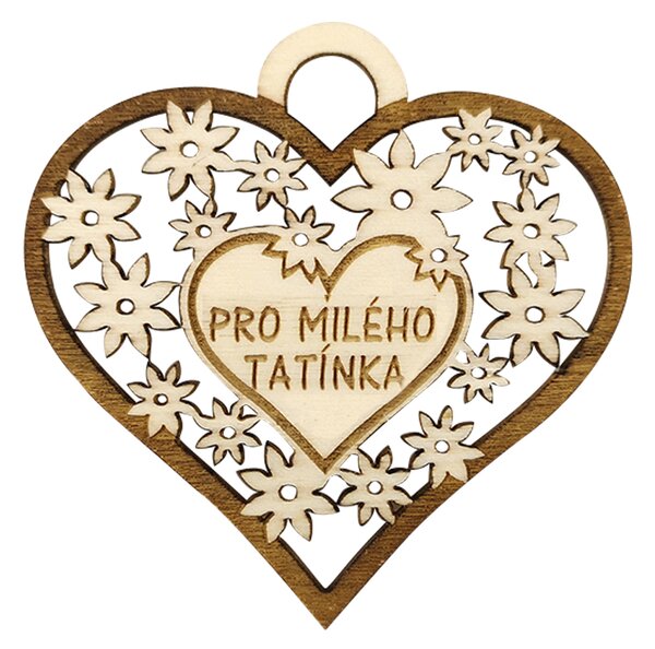 AMADEA Dřevěné srdce s textem "pro milého tatínka", 7 cm, český výrobek