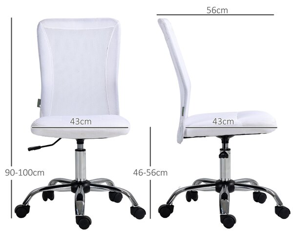 Vinsetto Ergonomická kancelářská židle s nastavitelnou výškou, 360° otočná, bílá síťovina | Aosom