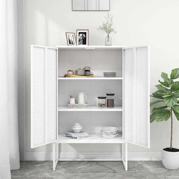 Komoda bílá 80 x 35 x 135 cm ocel 335875