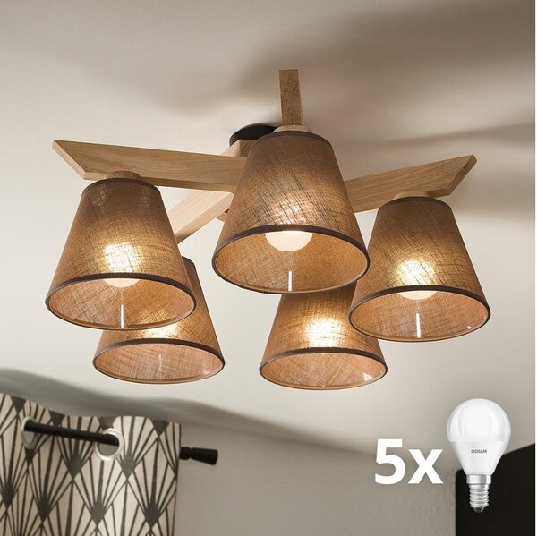 Brilagi - LED Přisazený lustr ANTHONY 5xE14/40W/230V dub/hnědá