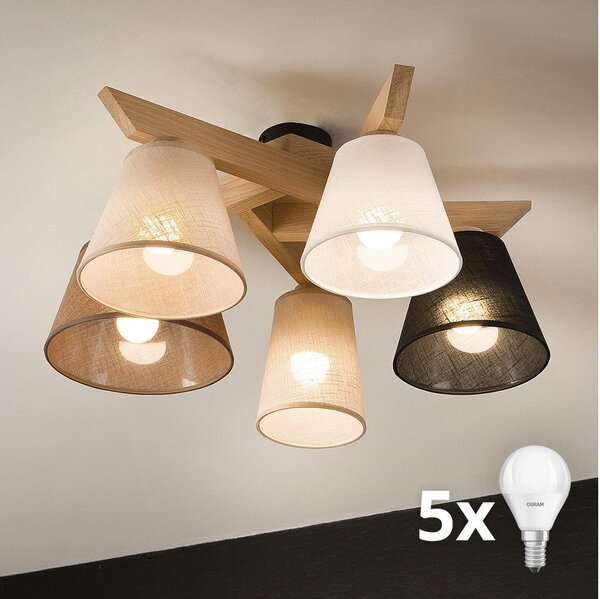 Brilagi - LED Přisazený lustr ANTHONY 5xE14/40W/230V dub