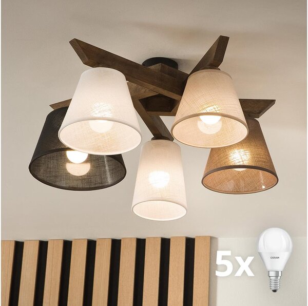 Brilagi - LED Přisazený lustr ANTHONY 5xE14/40W/230V dub ořech