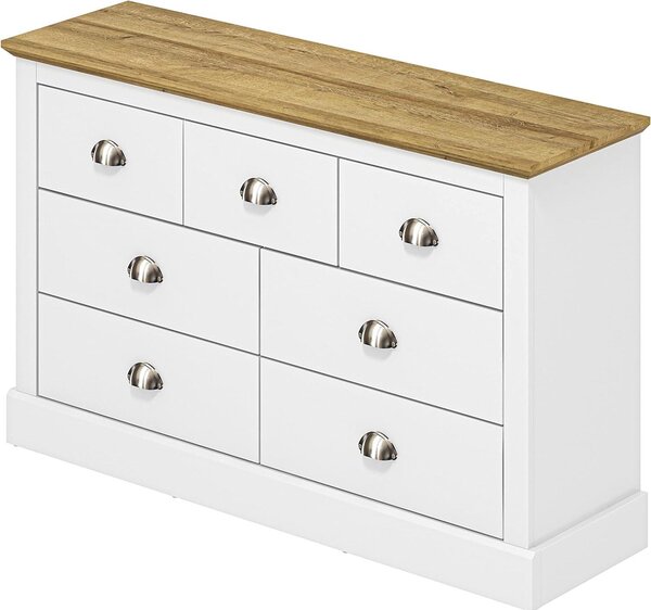 Galano komoda příborník 7 zásuvek dřevo bílá 119 x 73,6 x 35,3 cm