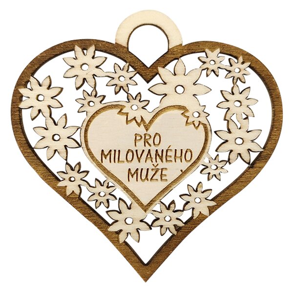 AMADEA Dřevěné srdce s textem "pro milovaného muže", 7 cm, český výrobek