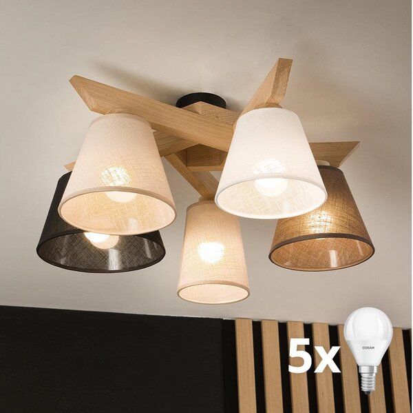 Brilagi - LED Přisazený lustr ANTHONY 5xE14/40W/230V dub