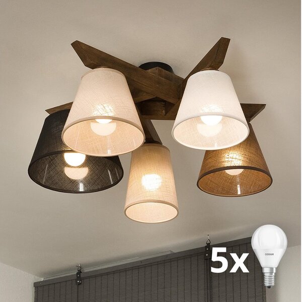 Brilagi - LED Přisazený lustr ANTHONY 5xE14/40W/230V dub ořech