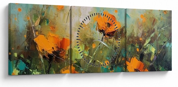 Obraz - Kvítí (s hodinami) (90x30 cm)