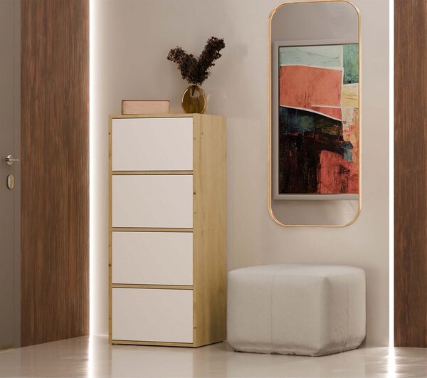 Komoda, bílá / Imitace dřeva Artisan, rozměry 50 x 119 x 40 cm