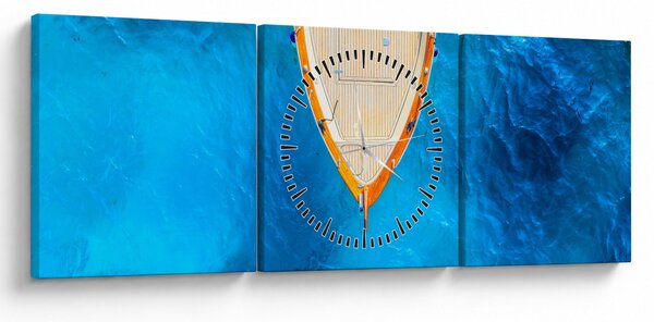 Obraz - Letní loď (s hodinami) (90x30 cm)
