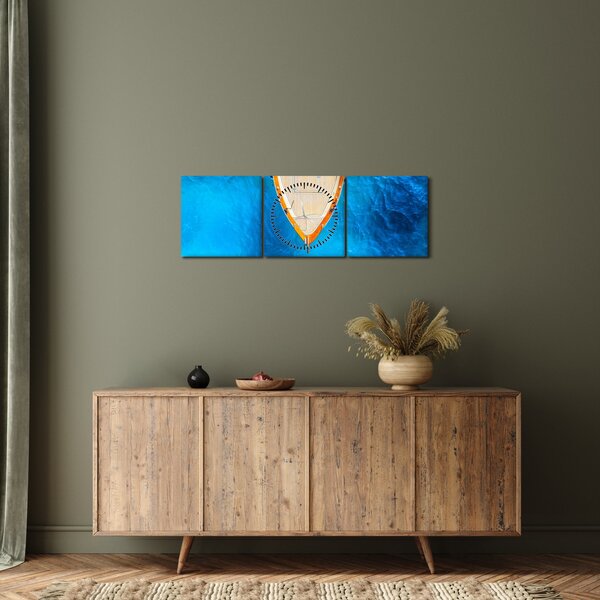 Obraz - Letní loď (s hodinami) (90x30 cm)
