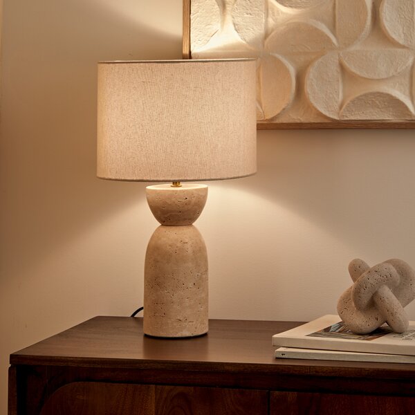 Stolní lampa s travertinovým podstavcem ERIN, Ø 28 x 47,5 cm
