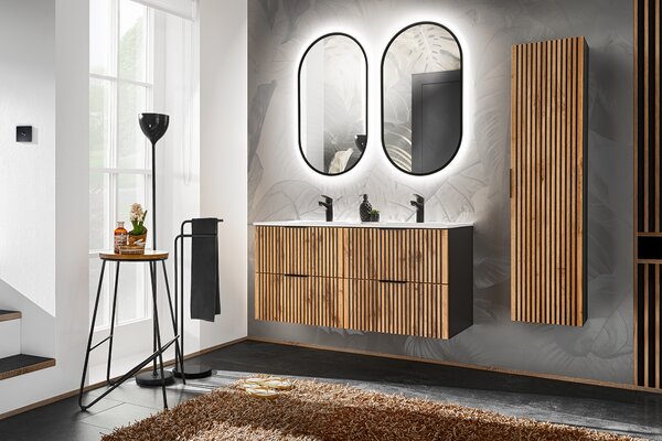 Comad Xilo skříňka 60x46x57 cm pod umyvadlo závěsná černá-dub XILO BLACK WOTAN 82-60-D-2S