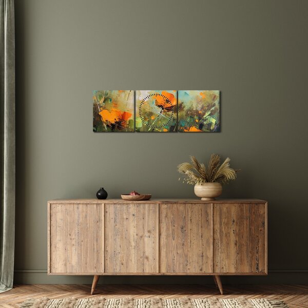 Obraz - Kvítí (s hodinami) (90x30 cm)