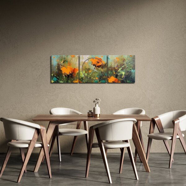 Obraz - Kvítí (s hodinami) (90x30 cm)