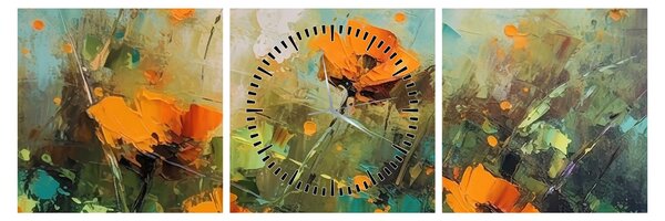 Obraz - Kvítí (s hodinami) (90x30 cm)