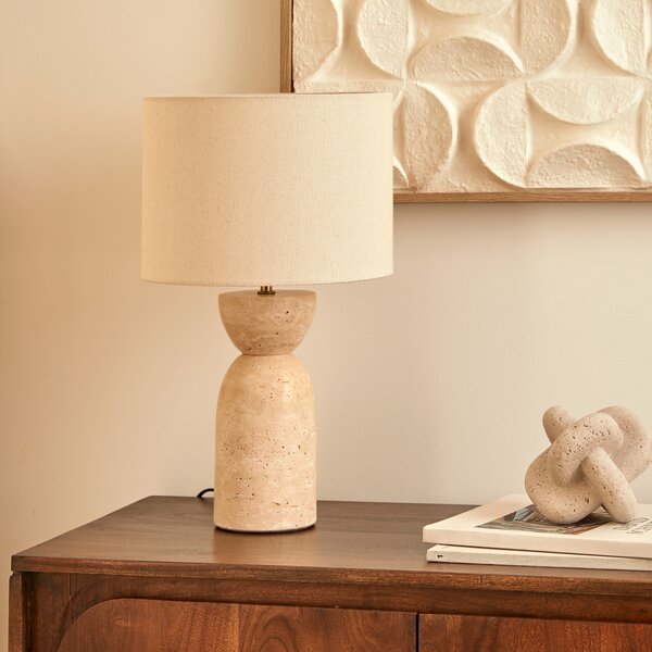 Stolní lampa s travertinovým podstavcem ERIN, Ø 28 x 47,5 cm