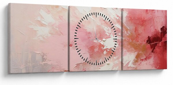 Obraz - Růžový abstrakt (s hodinami) (90x30 cm)
