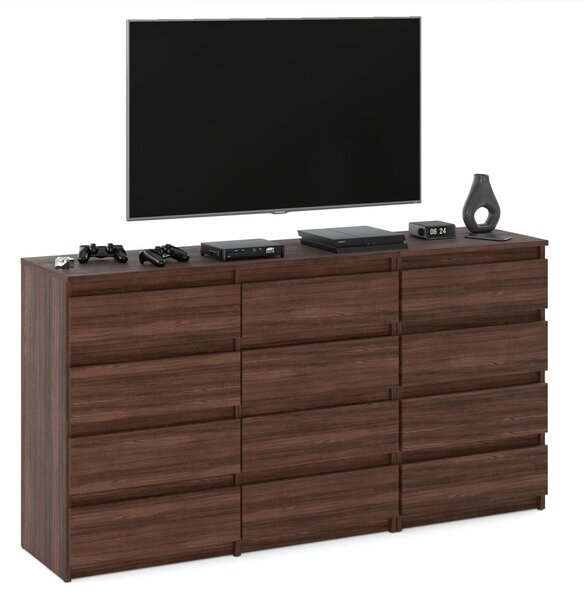 STIV Möbel | Komoda s 12 zásuvkami (8+4) | Dub Wenge | 180 cm | moderní & bez úchytek | Ložnice & Obývací pokoj