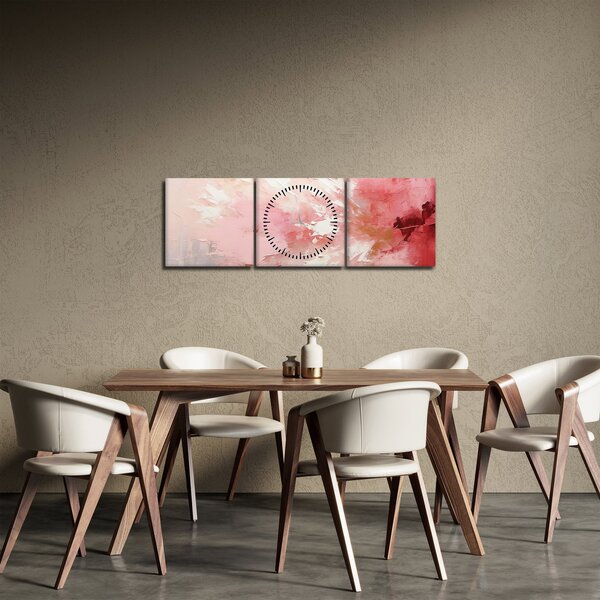 Obraz - Růžový abstrakt (s hodinami) (90x30 cm)