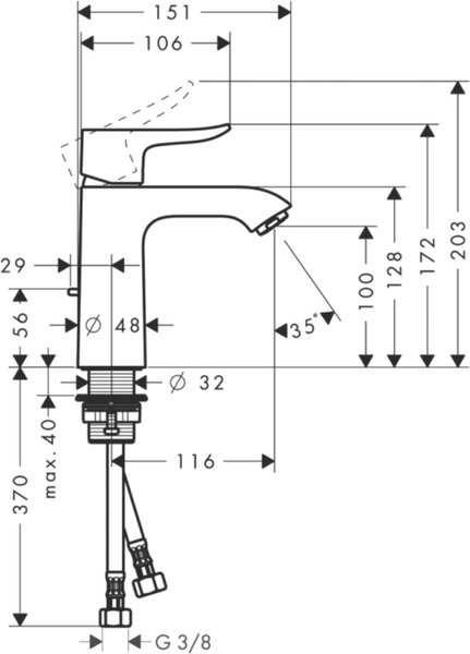 Hansgrohe Metris, Umyvadlo, Chrom