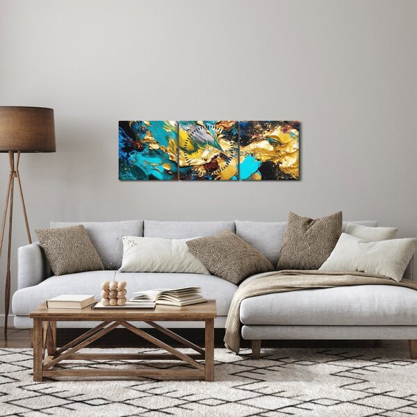 Obraz - Texturovaná olejomalba (s hodinami) (90x30 cm)