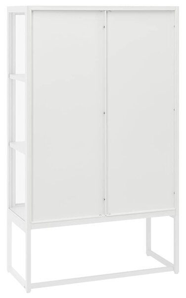Komoda bílá 80 x 35 x 135 cm ocel a tvrzené sklo 335884