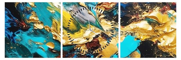 Obraz - Texturovaná olejomalba (s hodinami) (90x30 cm)