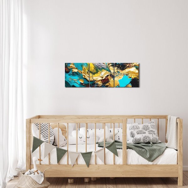Obraz - Texturovaná olejomalba (s hodinami) (90x30 cm)
