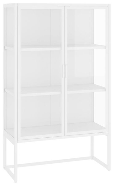 Komoda bílá 80 x 35 x 135 cm ocel a tvrzené sklo 335884
